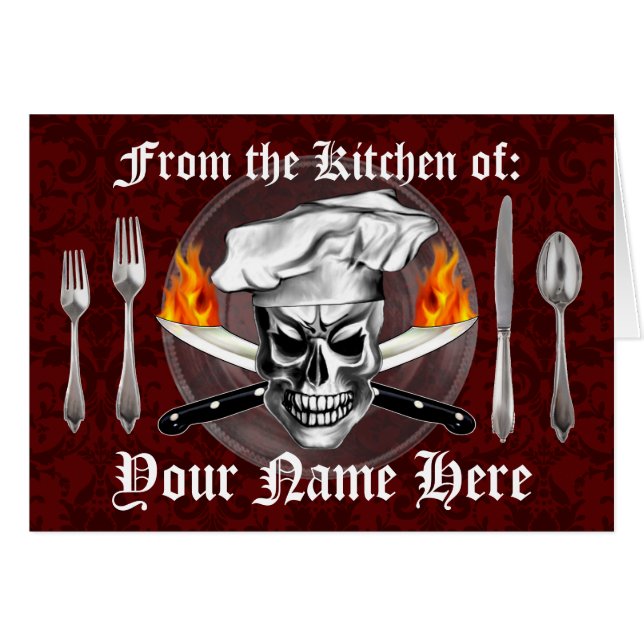 Personalised Chef Skull Recipe Card (Front Horizontal)