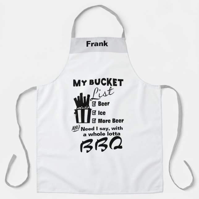 Personalised Chef's Bucket List Beer Lover BBQ  Apron (Front)