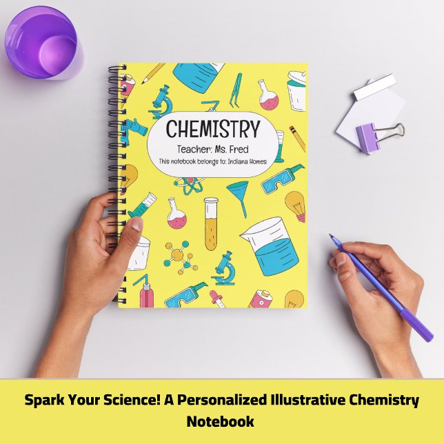 Personalised Chemistry Notebook – Custom Name Desi (Spark Your Science! A Personalized CHEMISTRY  Yellow Notebook)