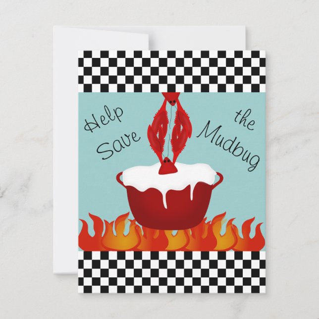 Personalised Chequerboard Crawfish Boil Party Invitation (Front)