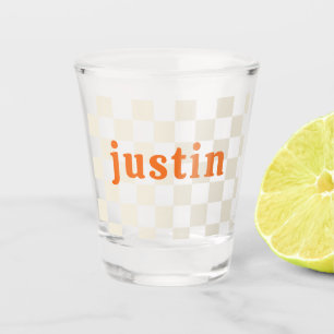 Personalised chequerboard party birthday gift shot glass