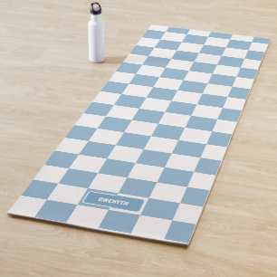 Personalised Chequered Iris Baby Blue Yoga Mat