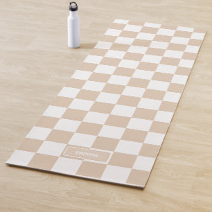 Personalised Chequered Light Neutral Yoga Mat
