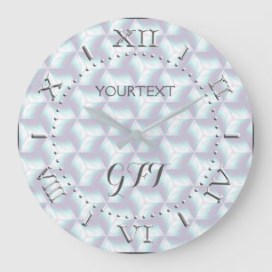 Personalised Chequered Mother of Pearl Style on a Large Clock