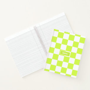 Personalised Chequered Neon Lime Green Highlighter Notebook