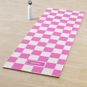 Personalised Chequered Neon Pink Highlighter Yoga Mat