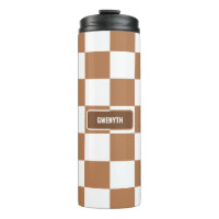 Personalised Chequered Neutral Cognac Camel