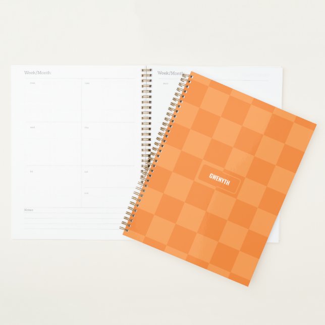 Personalised Chequered Orange Highlighter Planner (Display)