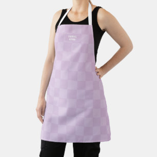 Personalised Chequered Sugar Plum Lavender Purple Apron
