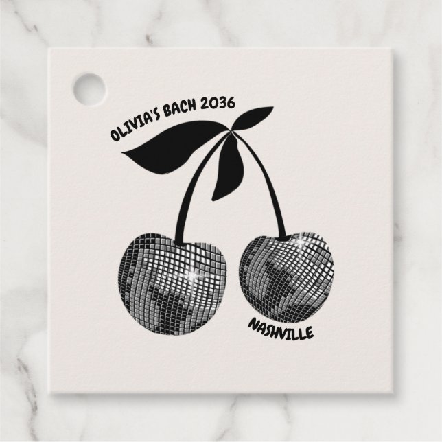 Personalised Cherry Bachelorette Candle Favour Tag (Front)