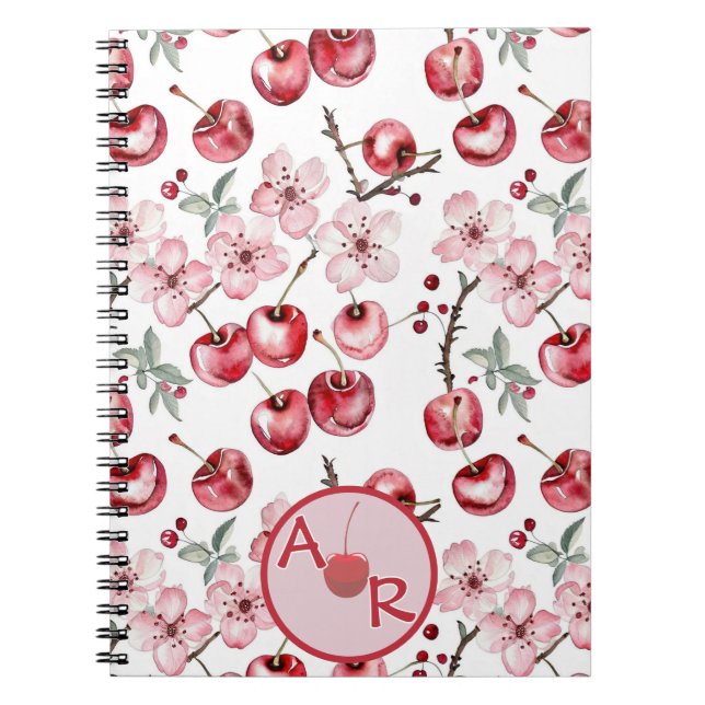 Personalised Cherry Blossom and Monogram Notebook (Front)