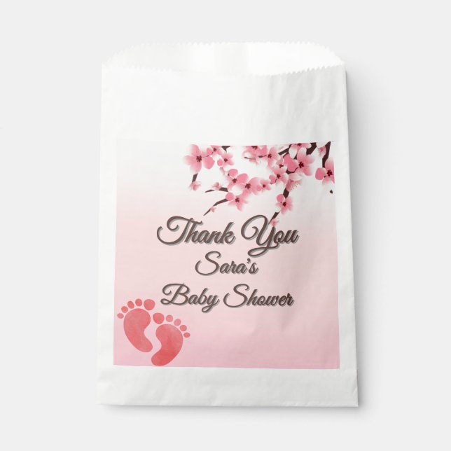  Personalised Cherry Blossom Baby Shower Favour Ba Favour Bag (Front)