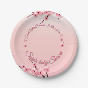 Personalised Cherry Blossom Baby Shower Paper Plate