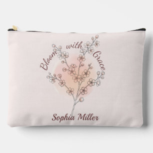 Personalised Cherry Blossom Custom Name Floral Accessory Pouch
