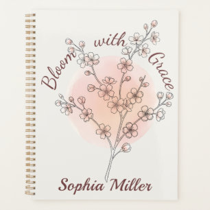 Personalised Cherry Blossom Custom Name Floral Planner