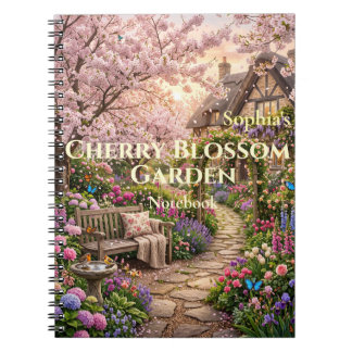 Personalised Cherry Blossom Garden Spiral Notebook