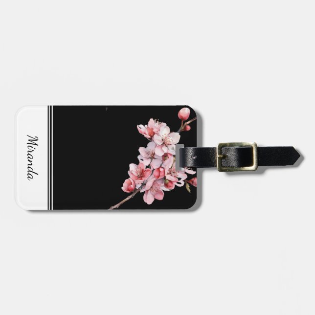 Personalised Cherry Blossom Luggage Tag (Front Horizontal)