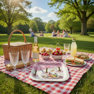 Personalised Cherry Blossom Picnic Square Paper Plate