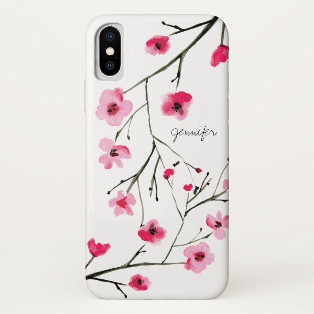 Personalised Cherry Blossom watercolor Case-Mate iPhone Case (Back)