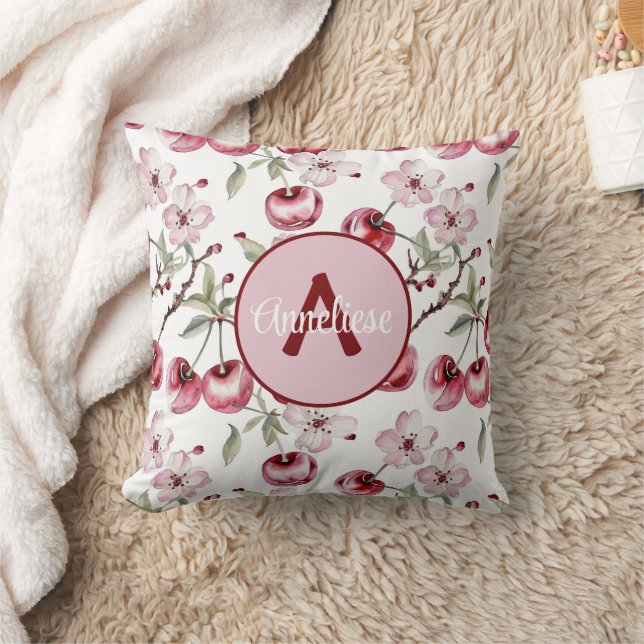 Personalised Cherry Blossom Watercolor Cushion (Blanket)