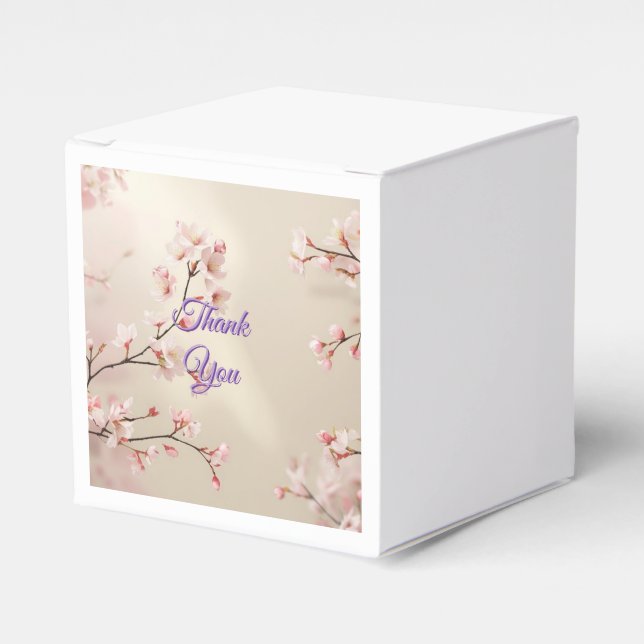 Personalised Cherry Blossom Wedding Favour Box (Front Side)