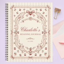 Personalised Cherry Bow Book Lover Reading Journal