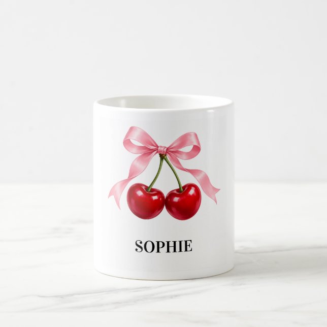 Personalised Cherry Bow Coffee Mug (Center)