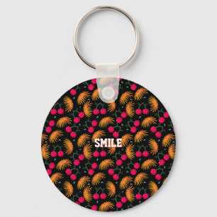Personalised cherry floral pattern gift key ring