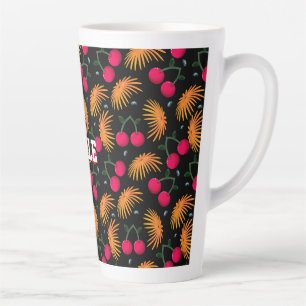Personalised cherry floral pattern gift latte mug
