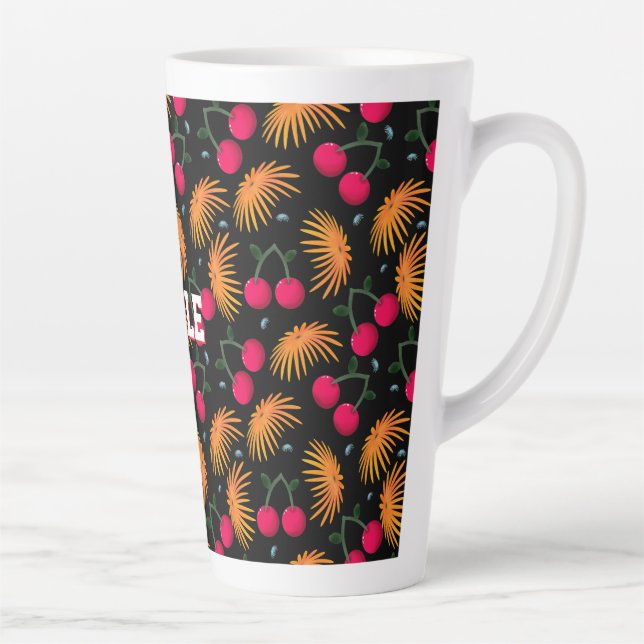 Personalised cherry floral pattern gift  latte mug (Right)