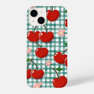 Personalised Cherry on Green Gingham Phone Case – 