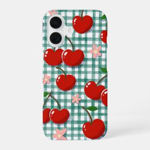 Personalised Cherry on Green Gingham Phone Case –