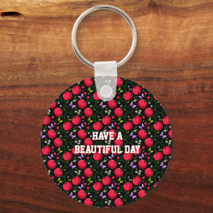 Personalised cherry pattern key ring