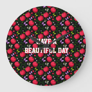 Personalised cherry pattern large clock