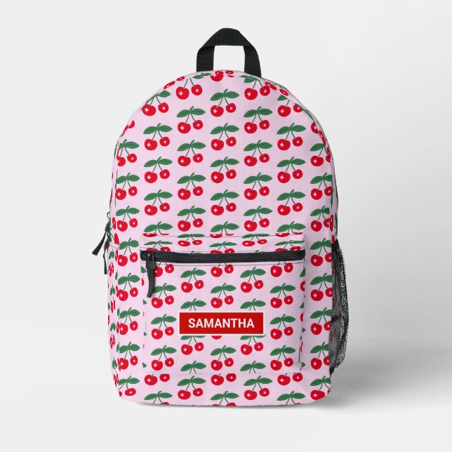 Personalised Cherry Pattern Printed Backpack (Front)
