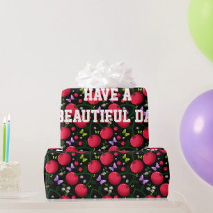 Personalised cherry pattern wrapping paper