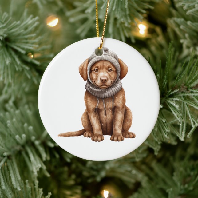 Personalised Chesapeake Bay Retriever Dog Ceramic Ornament (Tree)