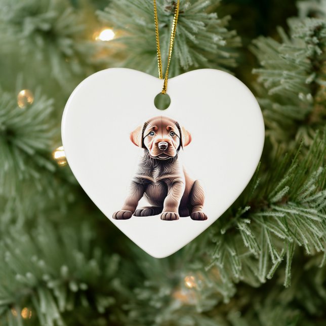 Personalised Chesapeake Bay Retriever Puppy Ceramic Ornament (Tree)