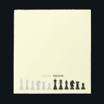 Personalised Chess Piece Yellow Notepad<br><div class="desc">Classic black and white chess notepad for chess lovers,  featuring chess figures in a geometric pattern. Modern chess pieces design</div>