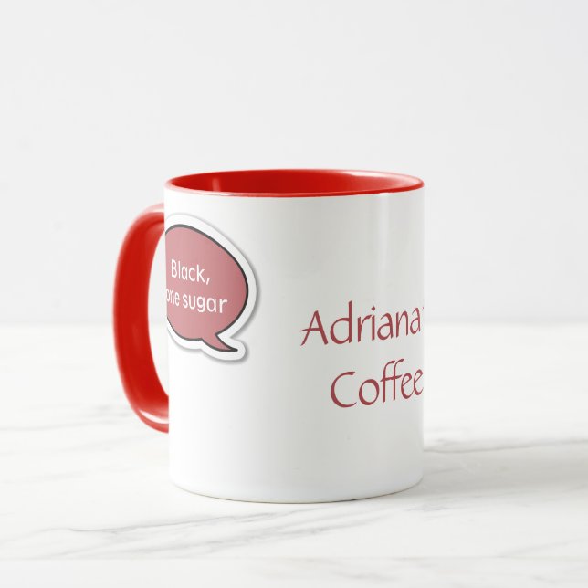 Personalised Chestnut Red Speech Bubble Coffee Mug (Front Left)