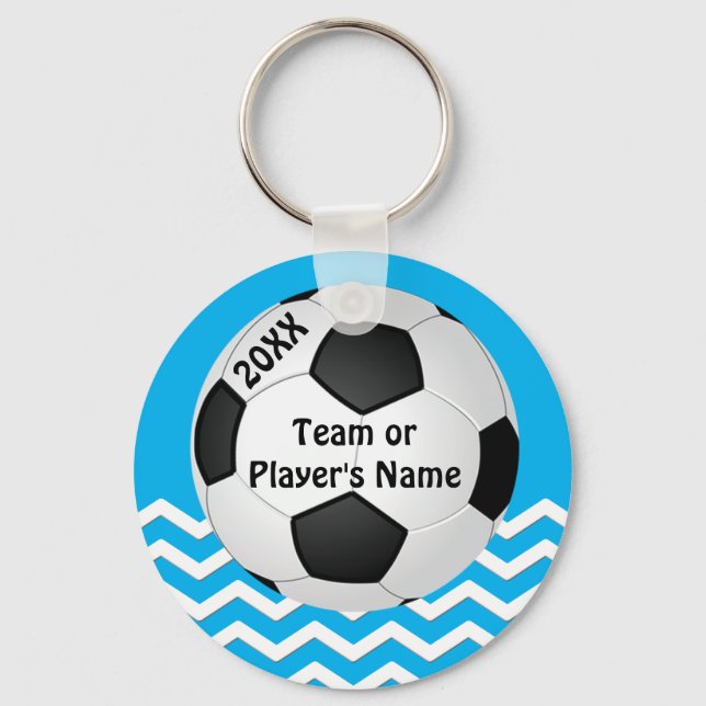 Personalised Chevron Cheap Soccer Gifts for Girls Key Ring (Front)