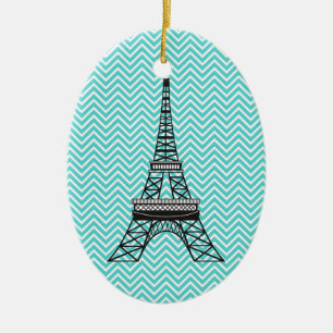 Personalised Chevron Paris Eiffel Tower Ornament