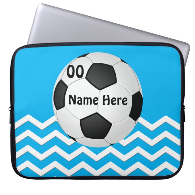 Personalised Chevron Soccer Laptop Cases for Girls (Front)