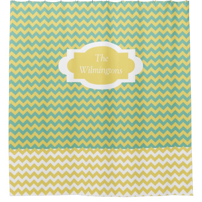 Personalised Chevron Stripe Shower Curtain (Front)