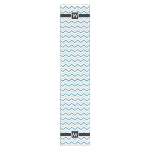 Personalised Chevron Zigzag Aqua Blue Short Table Runner