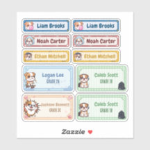 Personalised Chibi Bulldog Name Labels