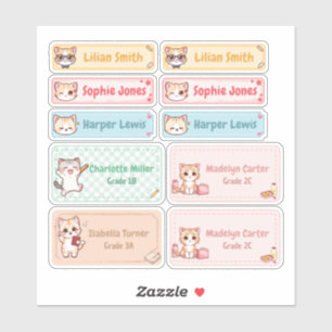 Personalised Chibi Kitten Name Labels