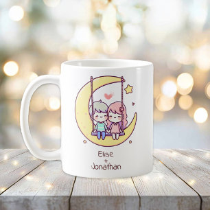 Personalised Chibi-Style Moon Swing Couple  Coffee Mug