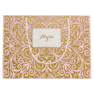 Personalised Chic and Glam Upscale Pink and Gold Large Gift Bag