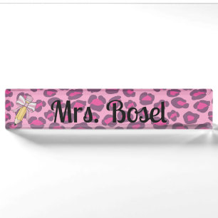 Personalised Chic Animal Print with Bow Accent Nameplate